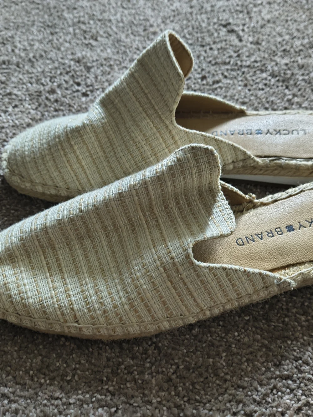 Lucky Brand Woven Slip-On Mules in Natural Straw